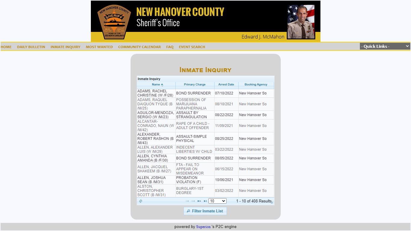 New Hanover Sheriff's Office P2C - New Hanover County, North Carolina